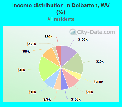 Income distribution in Delbarton, WV (%)