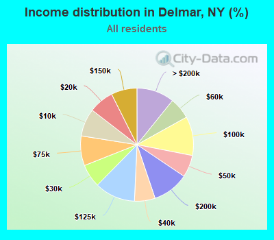 Income distribution in Delmar, NY (%)