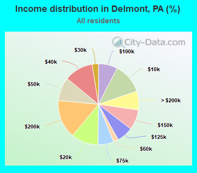 Income distribution in Delmont, PA (%)