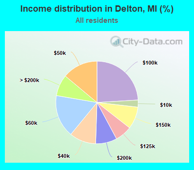 Income distribution in Delton, MI (%)
