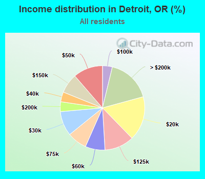 Income distribution in Detroit, OR (%)