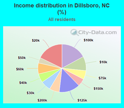 Income distribution in Dillsboro, NC (%)