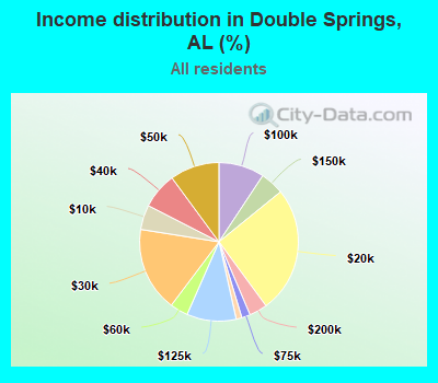 Income distribution in Double Springs, AL (%)