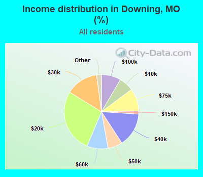 Income distribution in Downing, MO (%)