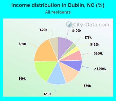 Income distribution in Dublin, NC (%)