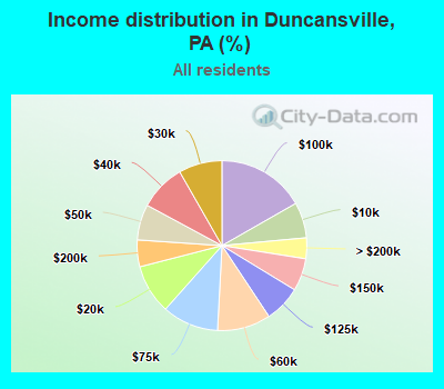 Income distribution in Duncansville, PA (%)