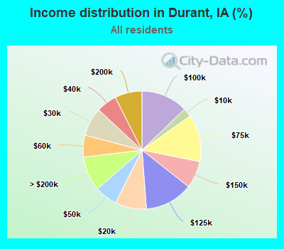Income distribution in Durant, IA (%)