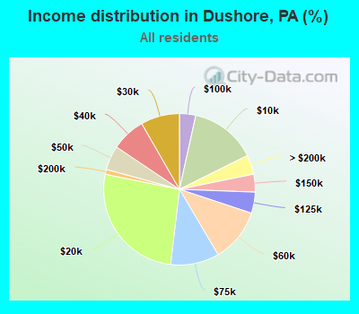 Income distribution in Dushore, PA (%)