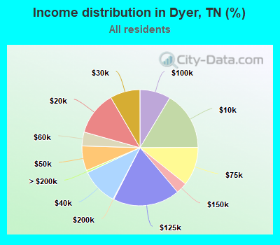 Income distribution in Dyer, TN (%)