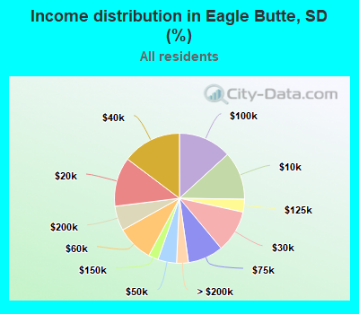 Income distribution in Eagle Butte, SD (%)