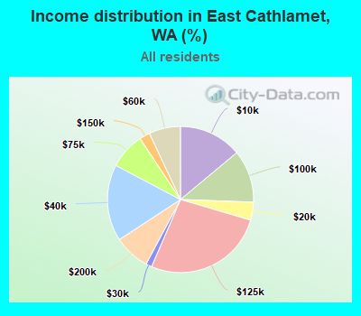 Income distribution in East Cathlamet, WA (%)