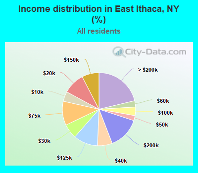 Income distribution in East Ithaca, NY (%)