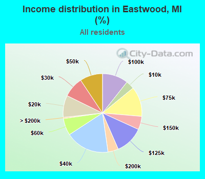 Income distribution in Eastwood, MI (%)