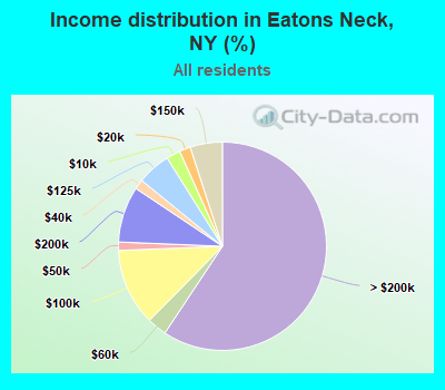 Income distribution in Eatons Neck, NY (%)
