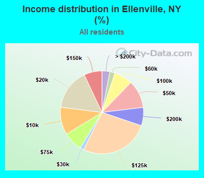 Income distribution in Ellenville, NY (%)