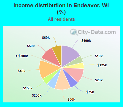 Income distribution in Endeavor, WI (%)