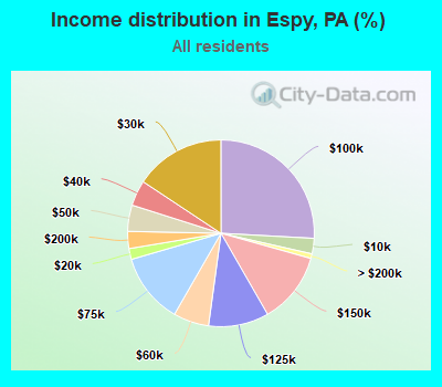 Income distribution in Espy, PA (%)