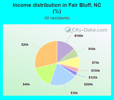 Income distribution in Fair Bluff, NC (%)