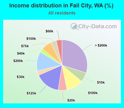 Income distribution in Fall City, WA (%)