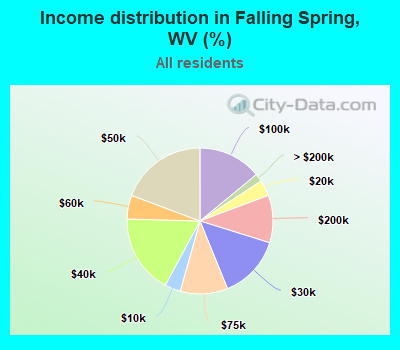 Income distribution in Falling Spring, WV (%)