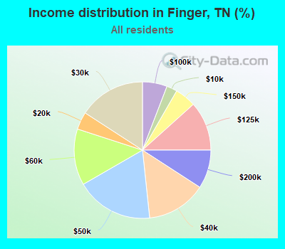 Income distribution in Finger, TN (%)