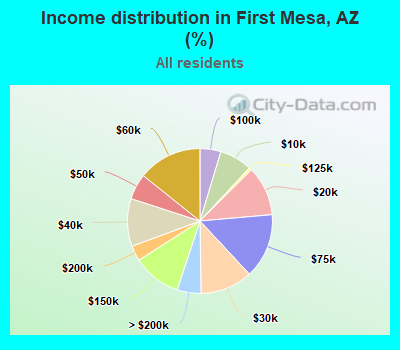 Income distribution in First Mesa, AZ (%)