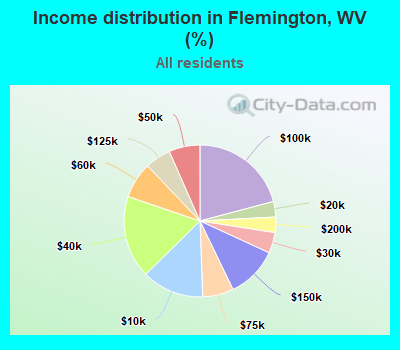 Income distribution in Flemington, WV (%)