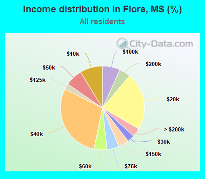 Income distribution in Flora, MS (%)
