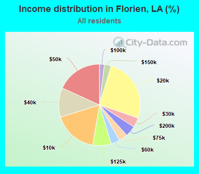 Income distribution in Florien, LA (%)