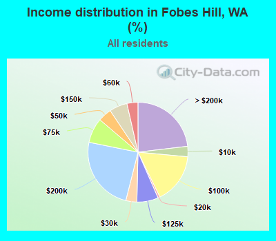 Income distribution in Fobes Hill, WA (%)