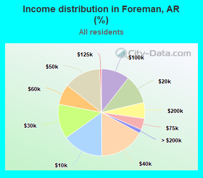 Income distribution in Foreman, AR (%)