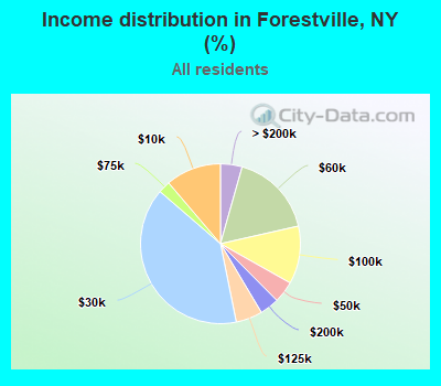 Income distribution in Forestville, NY (%)