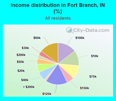 Income distribution in Fort Branch, IN (%)