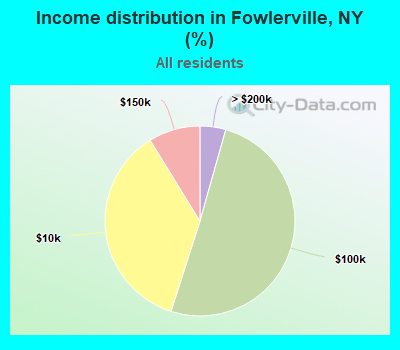 Income distribution in Fowlerville, NY (%)