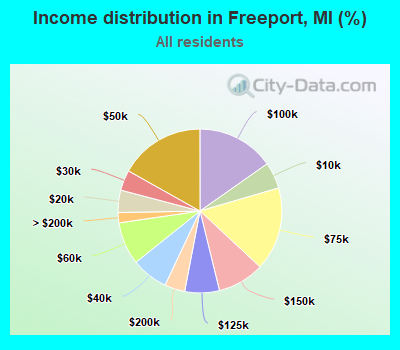 Income distribution in Freeport, MI (%)
