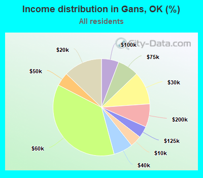 Income distribution in Gans, OK (%)