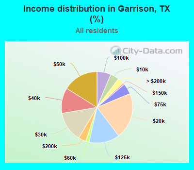 Income distribution in Garrison, TX (%)