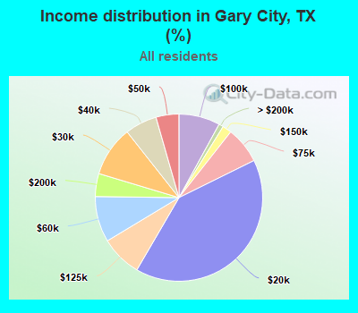 Income distribution in Gary City, TX (%)