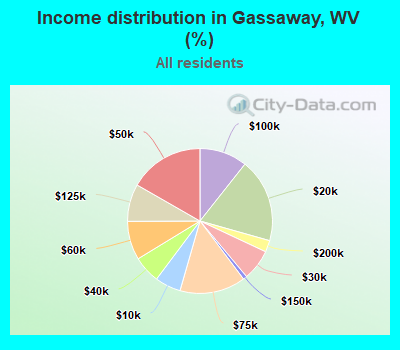 Income distribution in Gassaway, WV (%)