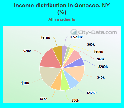Income distribution in Geneseo, NY (%)