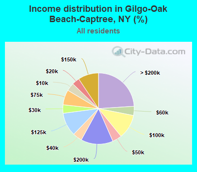 Income distribution in Gilgo-Oak Beach-Captree, NY (%)