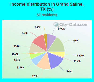 Income distribution in Grand Saline, TX (%)
