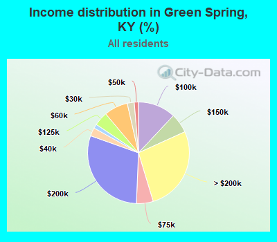 Income distribution in Green Spring, KY (%)
