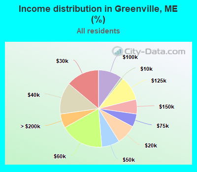 Income distribution in Greenville, ME (%)