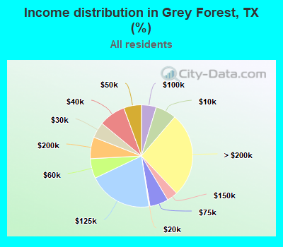 Income distribution in Grey Forest, TX (%)
