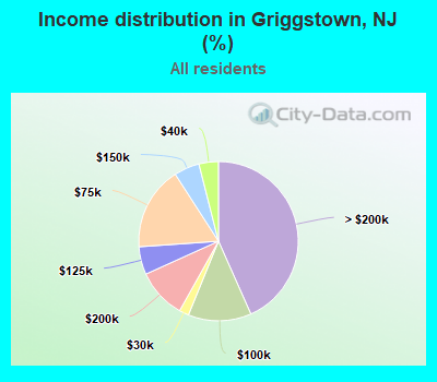 Income distribution in Griggstown, NJ (%)
