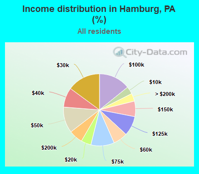 Income distribution in Hamburg, PA (%)