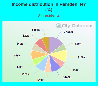 Income distribution in Hamden, NY (%)