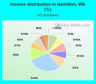Income distribution in Hamilton, WA (%)