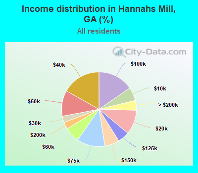 Income distribution in Hannahs Mill, GA (%)